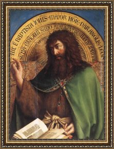 St John The Baptist Framed Paintings - The Ghent Altarpiece St John the Baptist [detail] by Jan van Eyck